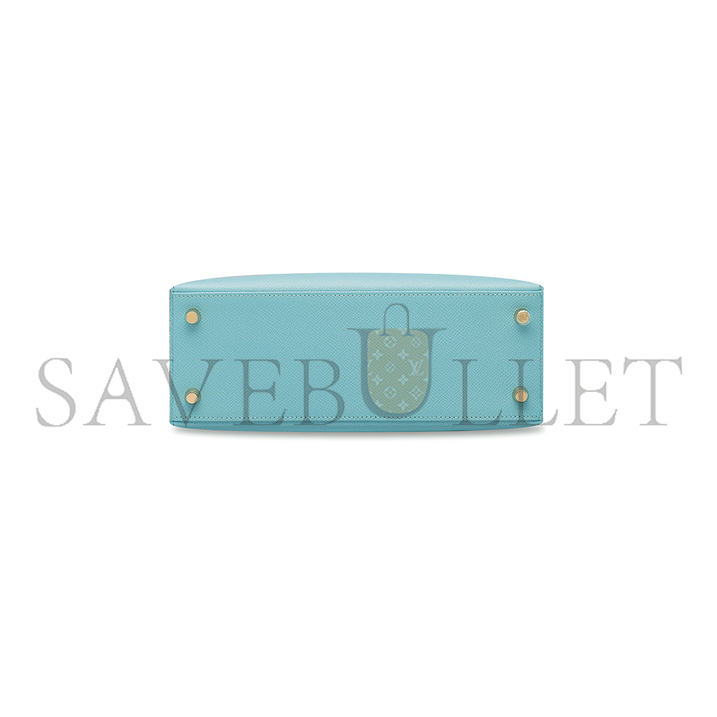 HERMÈS MASTER MACARON BLUE KELLY 25 WITH GOLD HARDWARE (25*17*7cm)